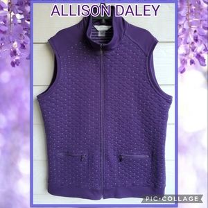 ALLISON DALEY Metallic Speckled Quilted Zip-up Cool Weather Vest